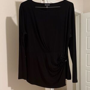 The Limited Black Draped Long Sleeve Blouse